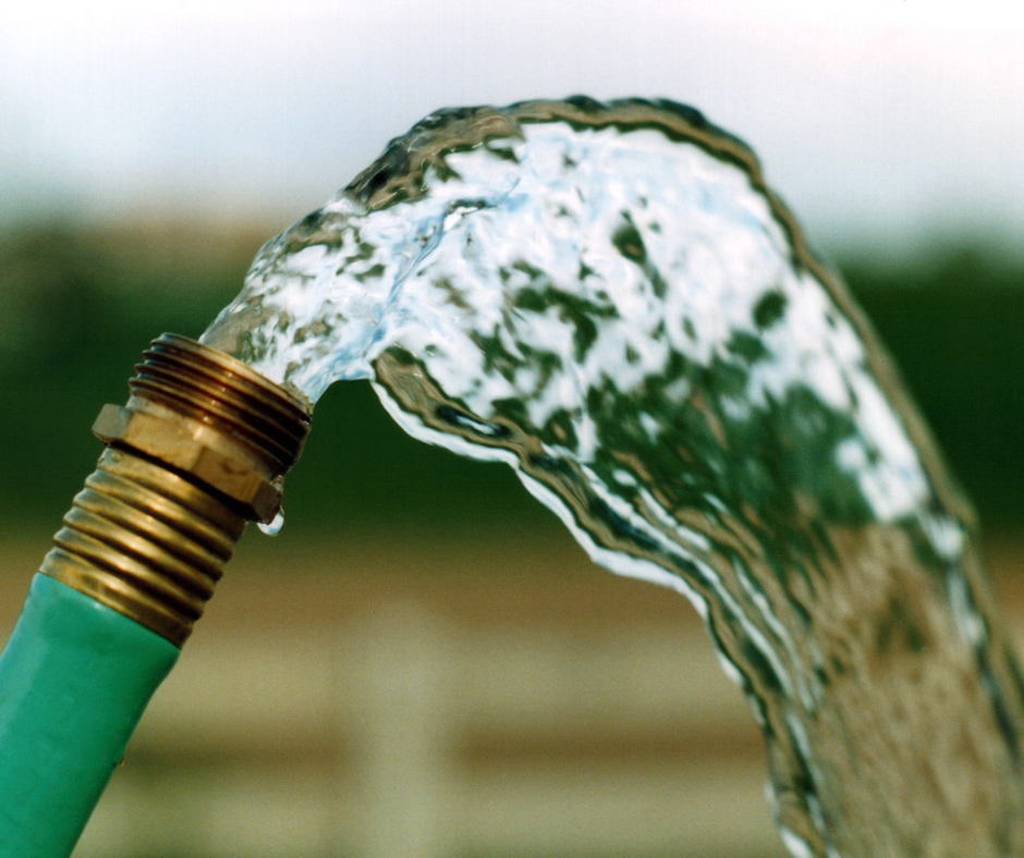 water hose with water running