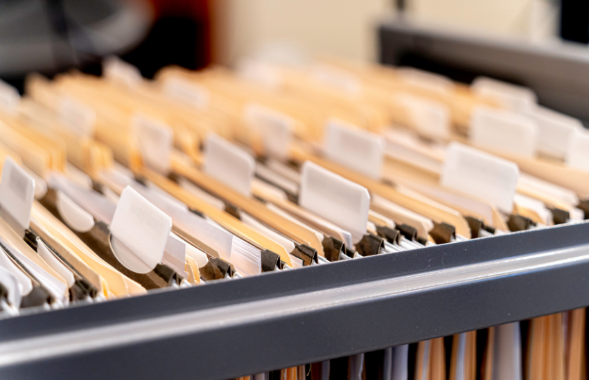 file folders in a filing cabinet